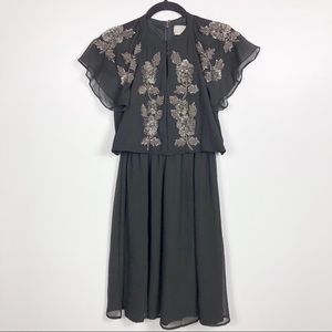 ASOS embellished beaded cape black dress size 4